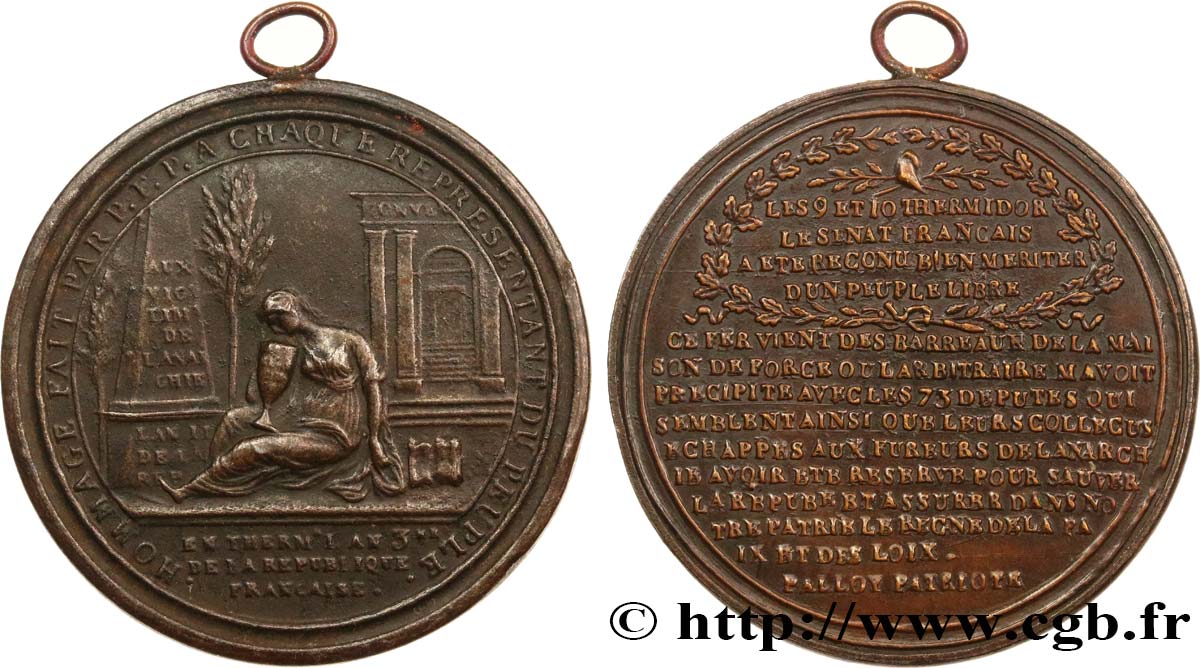 LA CONVENTION Médaille de Palloy, Hommage à chaque représentant du Peuple TTB/TTB+