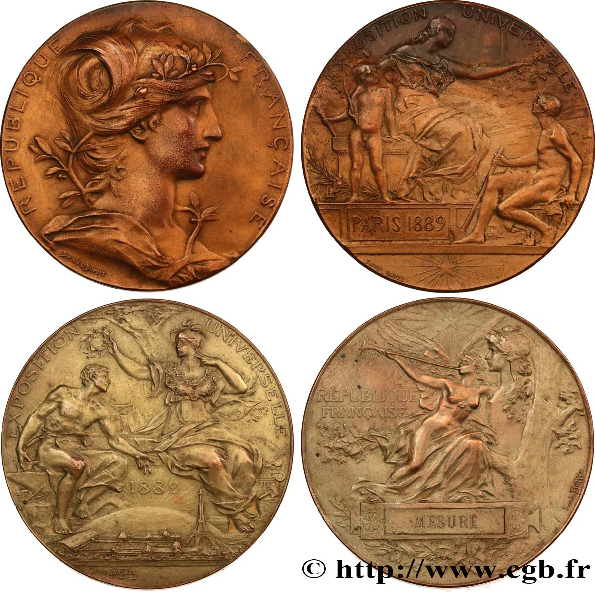 III REPUBLIC Médaille, Exposition Universelle, lot de 2 ex. AU