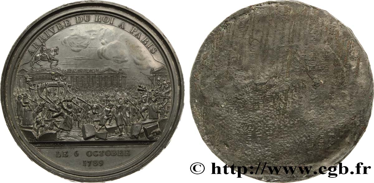 LOUIS XVI Médaille uniface, Arrivée du Roi à Paris AU