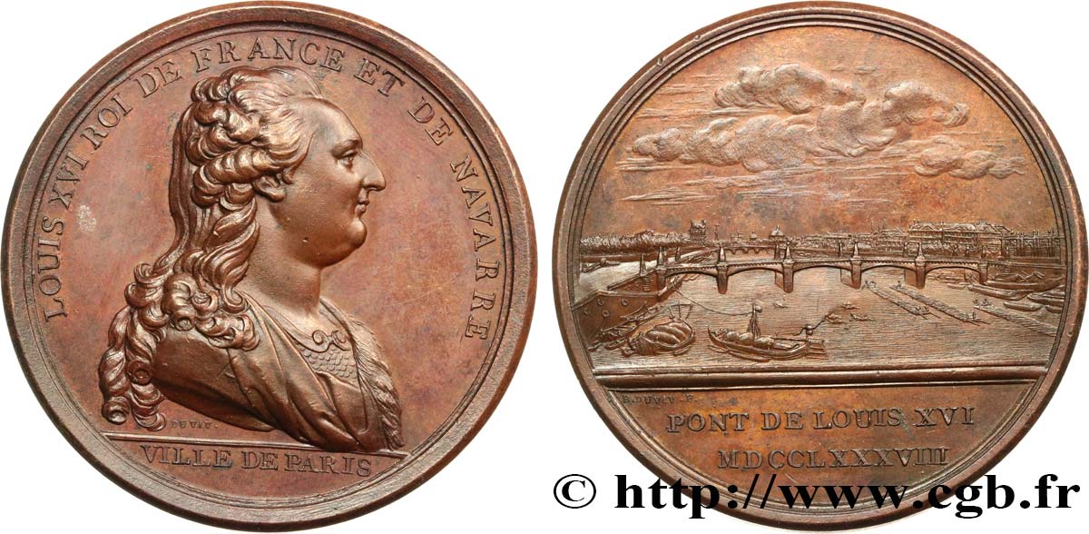 LOUIS XVI Médaille du pont de Louis XVI fVZ