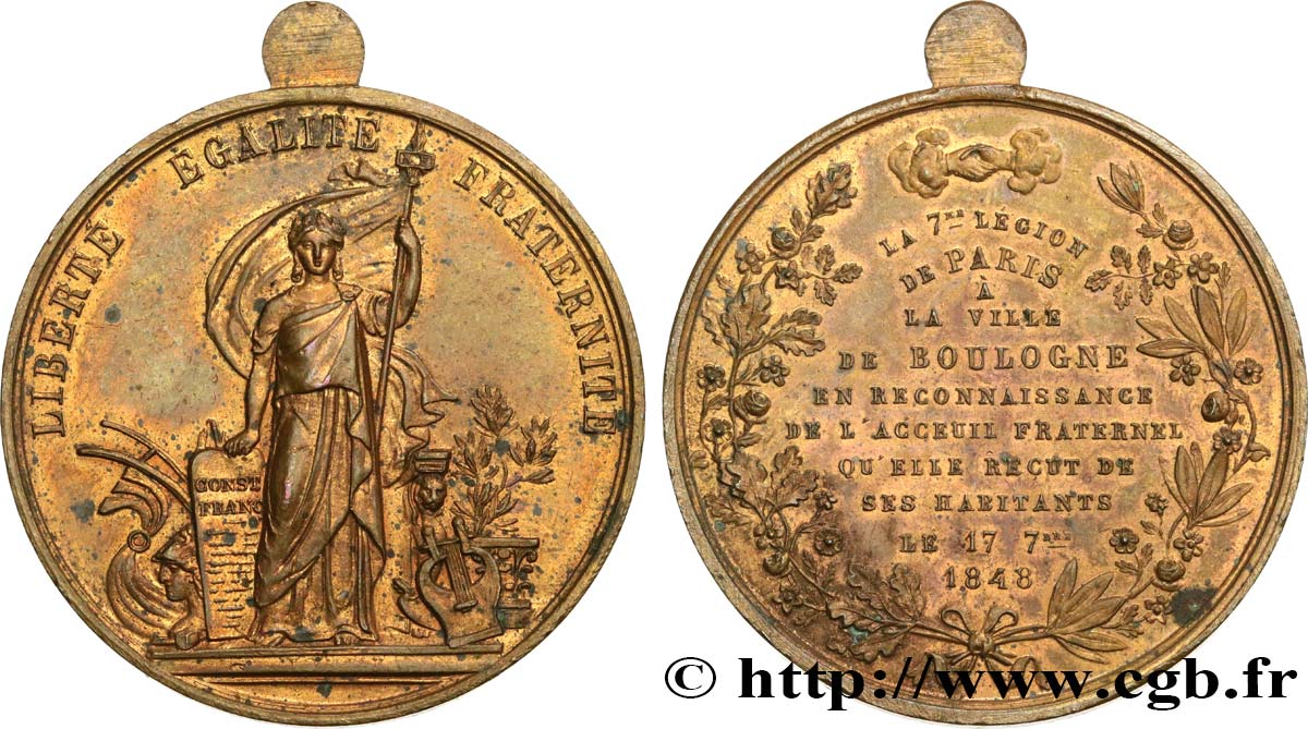 DEUXIÈME RÉPUBLIQUE Médaille, Fraternisation des gardes nationales TTB+