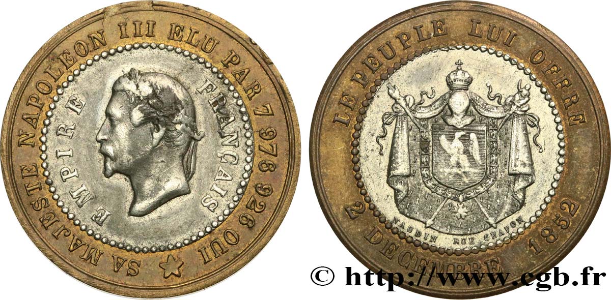 SEGUNDO IMPERIO FRANCES Médaille, Proclamation de l’empire BC+