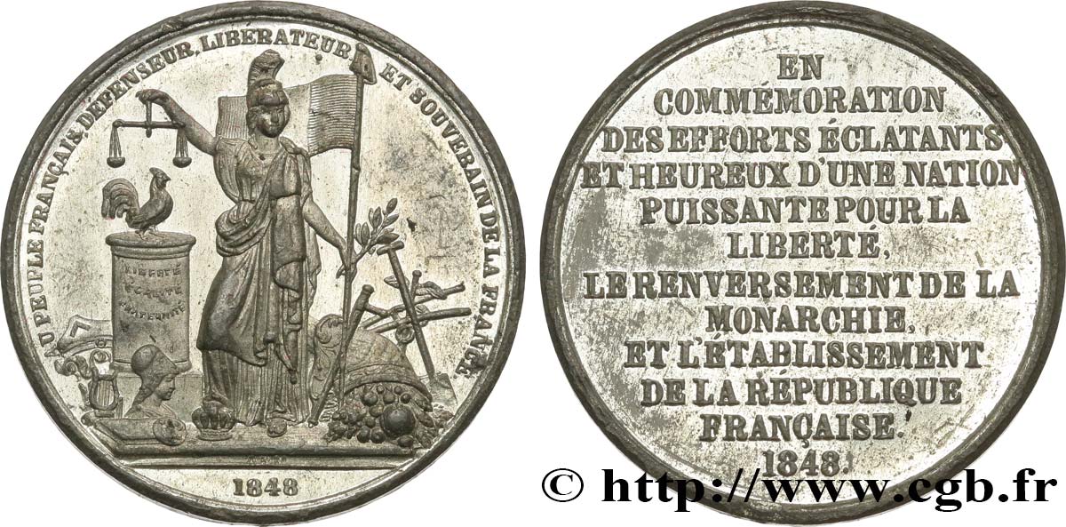 DEUXIÈME RÉPUBLIQUE Médaille, Commémoration des efforts éclatants TTB