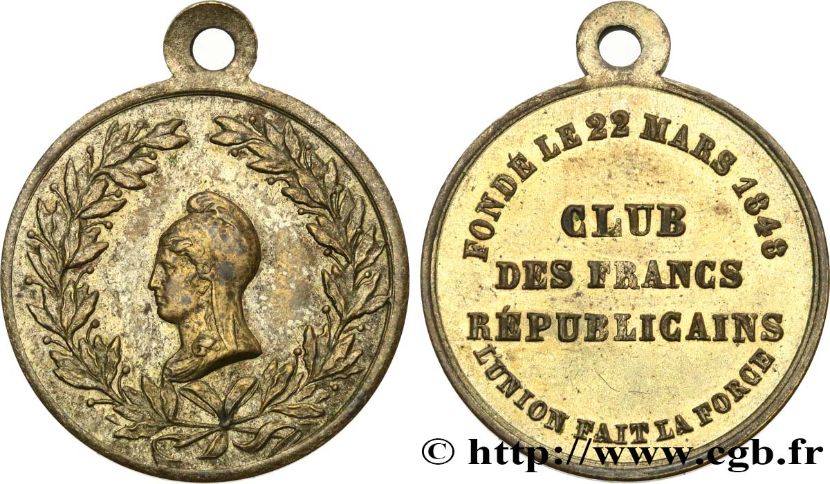 DEUXIÈME RÉPUBLIQUE Médaille, Club des Francs Républicains XF