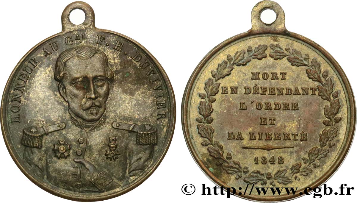 SECOND REPUBLIC Médaille, Honneur au général Duvivier XF