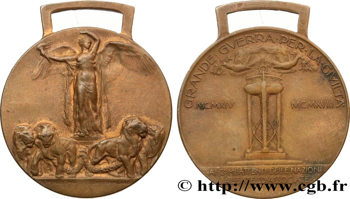 ITALY - VICTOR EMMANUEL III Médaille, Grande Guerre pour la Civilisation XF