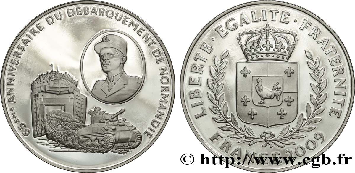 QUINTA REPUBBLICA FRANCESE Médaille, 65e anniversaire du débarquement de Normandie MS