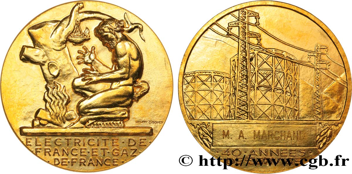 COMPANIES, INDUSTRIES AND MISCELLANEOUS TRADES Médaille de mérite EDF / GDF, 40 années AU
