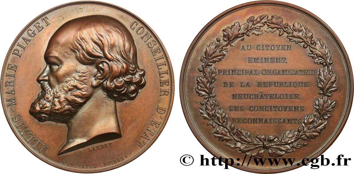 SUISSE - CANTON DE NEUCHATEL Médaille, Alexis-Marie Piaget TTB+