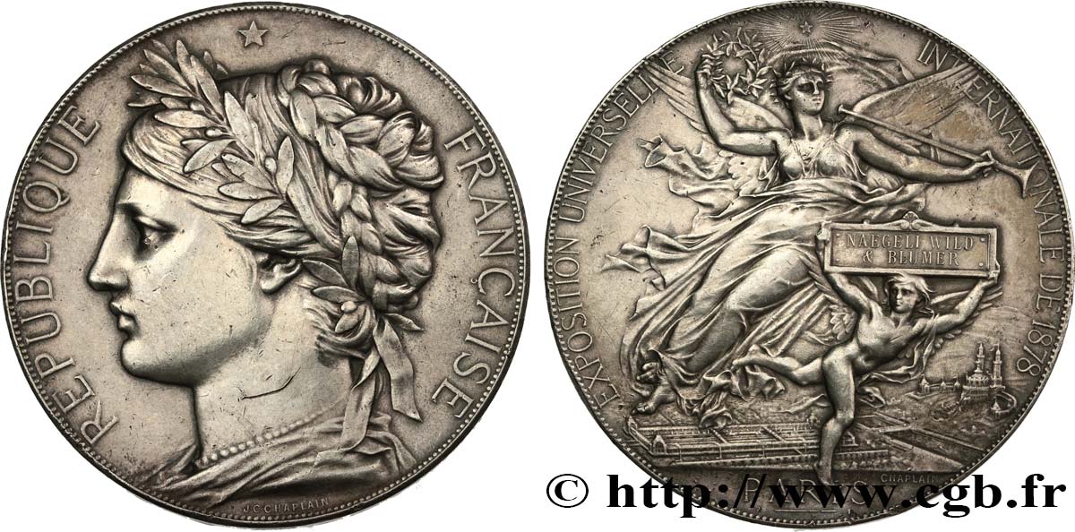 III REPUBLIC Médaille de récompense, Exposition Universelle Internationale XF