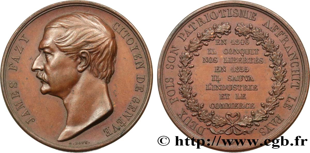 SCHWEIZ Médaille, James Fazy, citoyen de Genève fVZ
