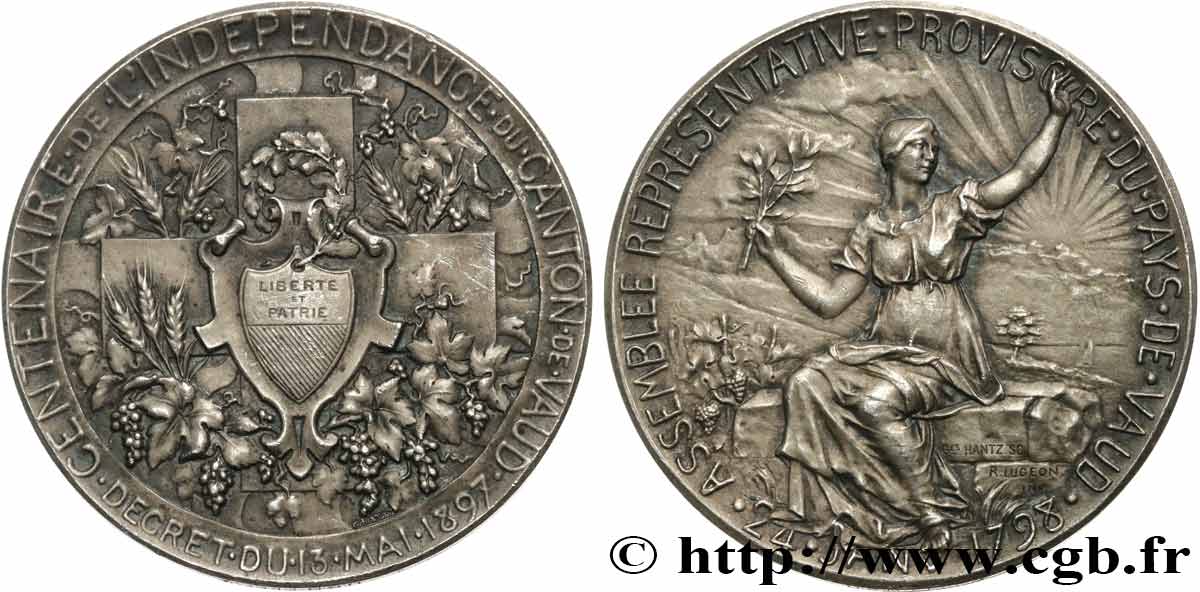 SWITZERLAND Médaille, Centenaire de l’indépendance du canton de Vaud XF