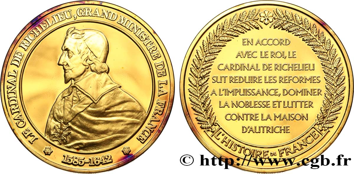 HISTOIRE DE FRANCE Médaille, Le Cardinal de Richelieu SPL