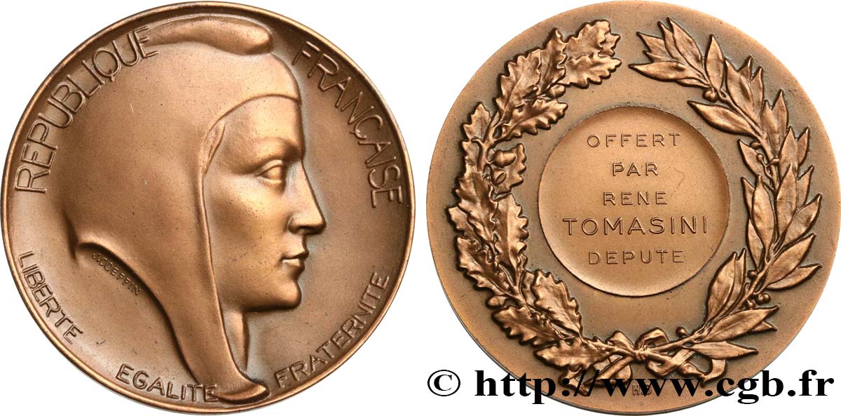 V REPUBLIC Médaille offerte par le député René Tomasini AU