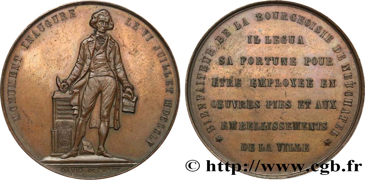 SWITZERLAND Médaille, Inauguration du monument de David de Purry AU