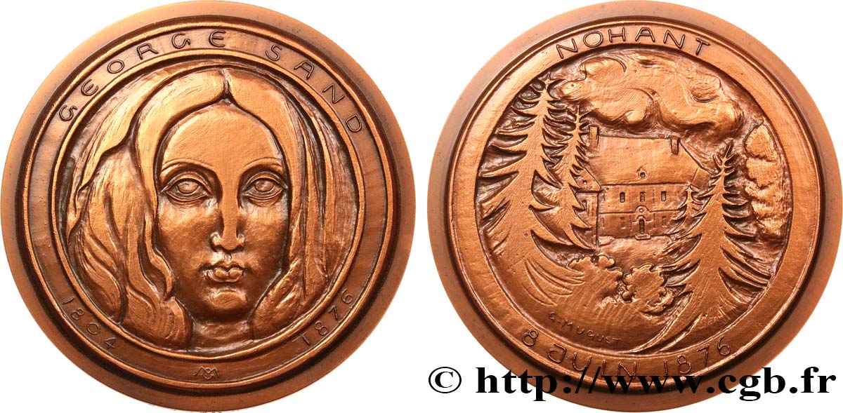 LITTÉRATURE : ÉCRIVAINS/ÉCRIVAINES - POÈTES Médaille, Centenaire de la mort de George Sand SUP
