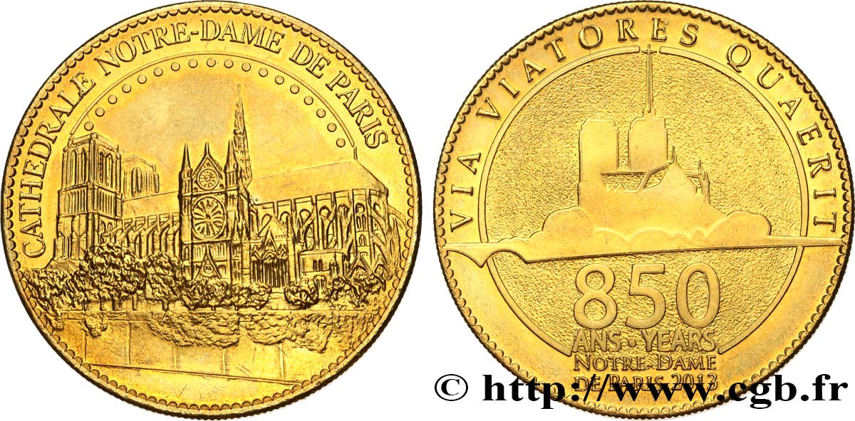 MONUMENTS ET HISTOIRE Médaille touristique, Cathédrale Notre-Dame de Paris TTB+
