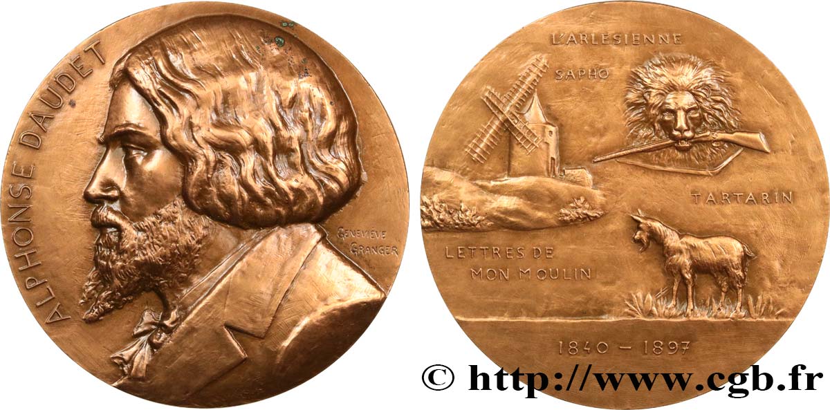 LITERATURE : WRITERS - POETS Médaille, Alphonse Daudet q.SPL