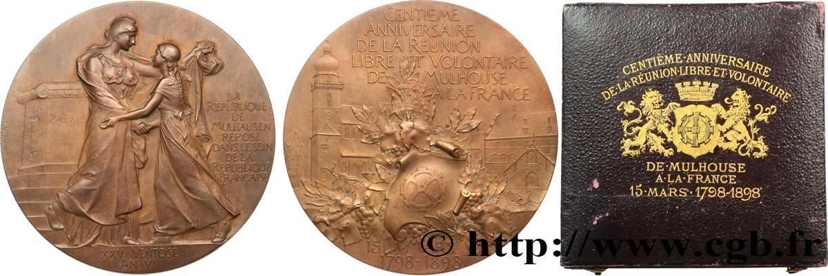 DRITTE FRANZOSISCHE REPUBLIK Médaille, Centième anniversaire de la réunion libre et volontaire de Mulhouse à la France fVZ
