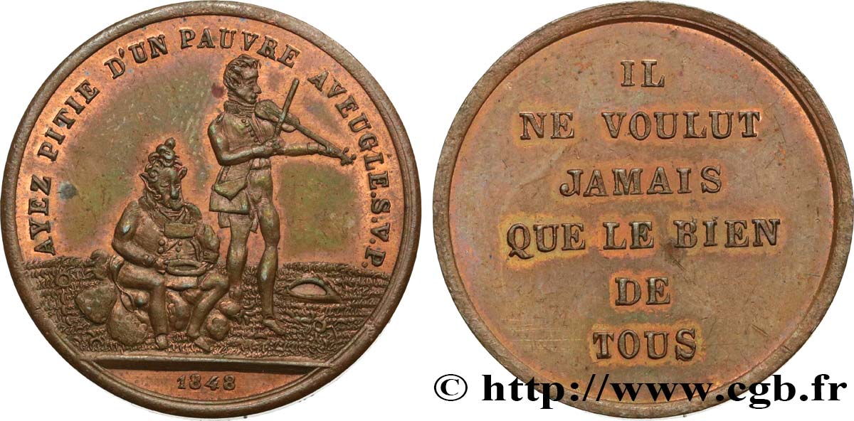 II REPUBLIC Médaille satyrique de la chute de Louis Philippe AU