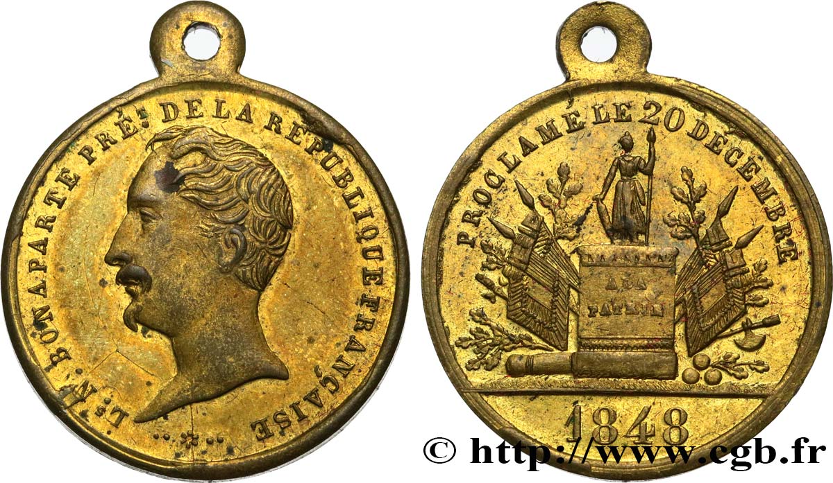 DEUXIÈME RÉPUBLIQUE Médaille, Élection du président Louis Napoléon Bonaparte XF/AU