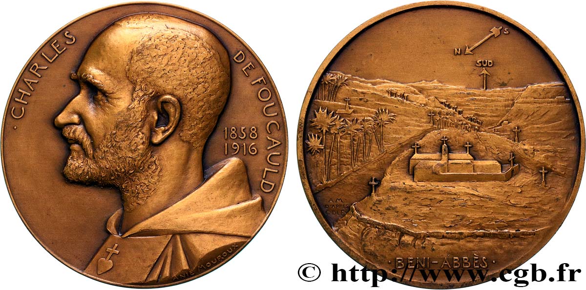 ALGÉRIE - TROISIÈME RÉPUBLIQUE Médaille, Charles de Foucauld q.SPL