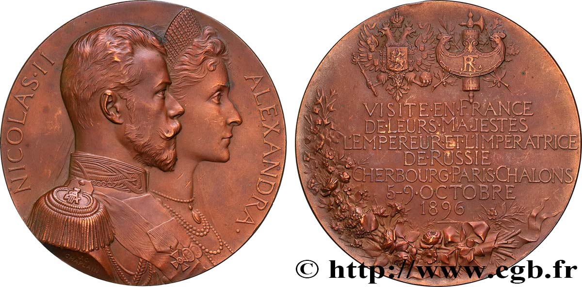III REPUBLIC Médaille de visite du tsar Nicolas II AU