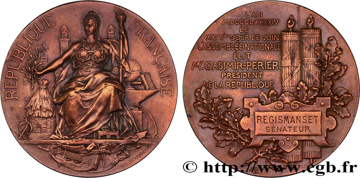 DRITTE FRANZOSISCHE REPUBLIK Médaille pour l’élection de Jean Casimir-Perier SS