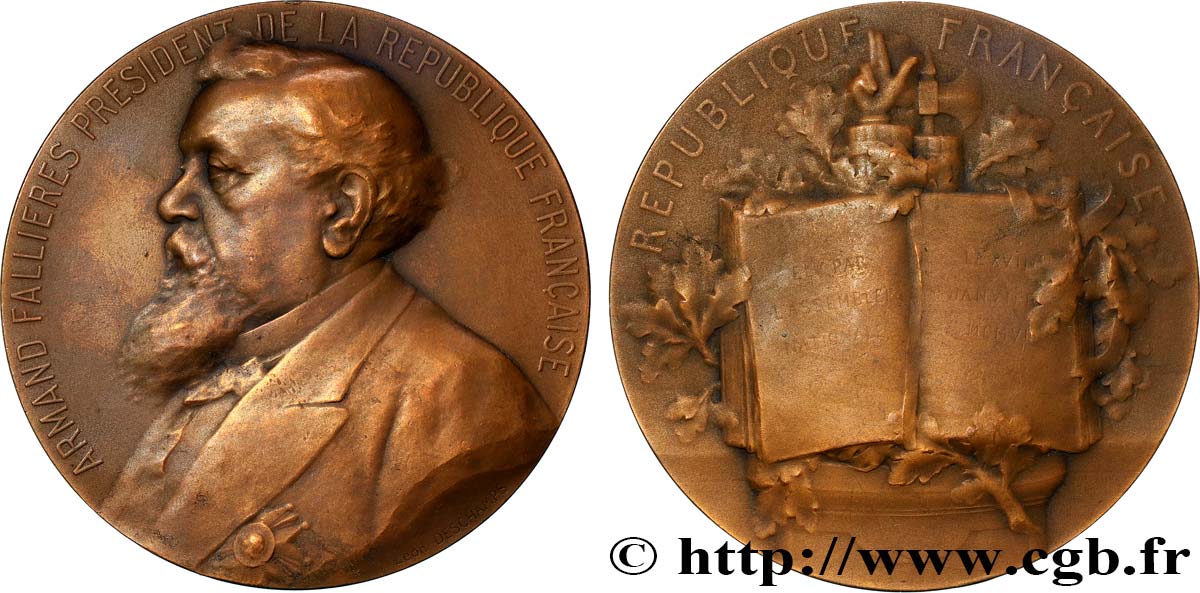 III REPUBLIC Médaille, Élection d’Armand Fallières AU