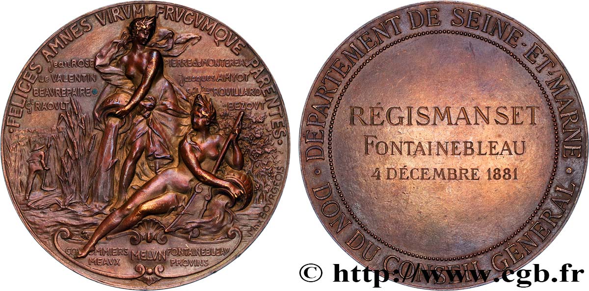 III REPUBLIC Médaille, Don du conseil général AU