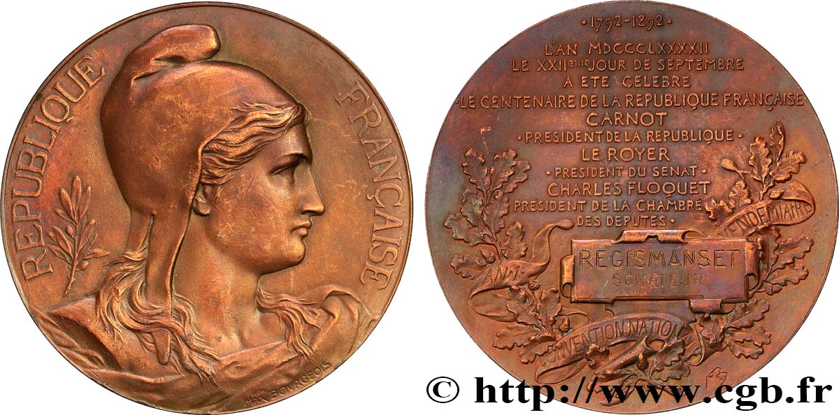 TROISIÈME RÉPUBLIQUE Médaille, Centenaire de la République Française TTB+