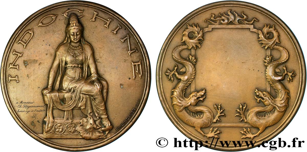 III REPUBLIC - INDOCHINE Médaille, Indochine, Hommages de l’auteur q.SPL