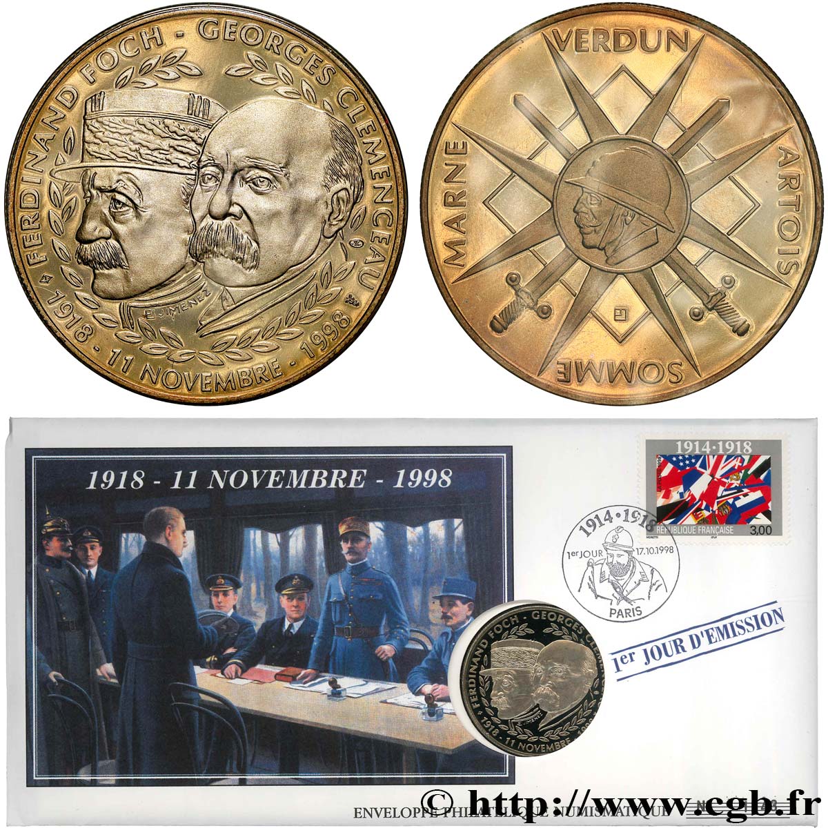 TROISIÈME RÉPUBLIQUE Enveloppe “timbre médaille”, commémoration de la première guerre FDC