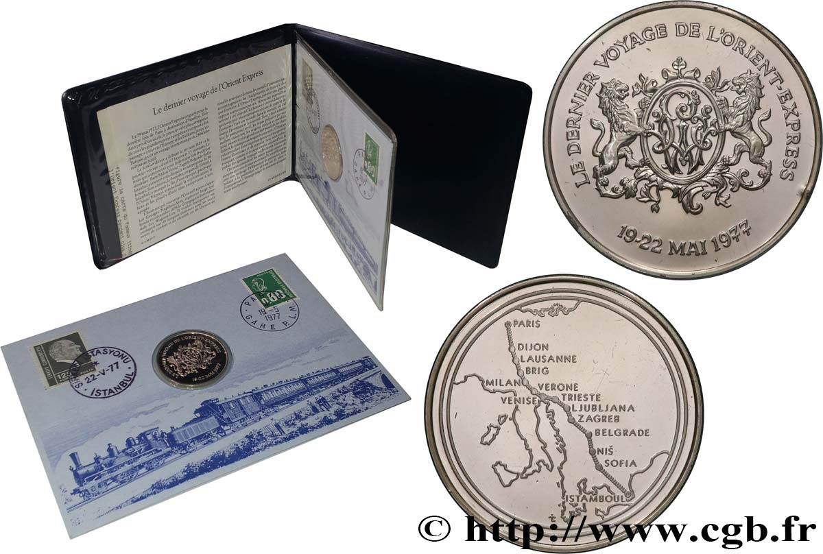 FUNFTE FRANZOSISCHE REPUBLIK Enveloppe “timbre médaille”, Dernier voyage de l’Orient Express ST