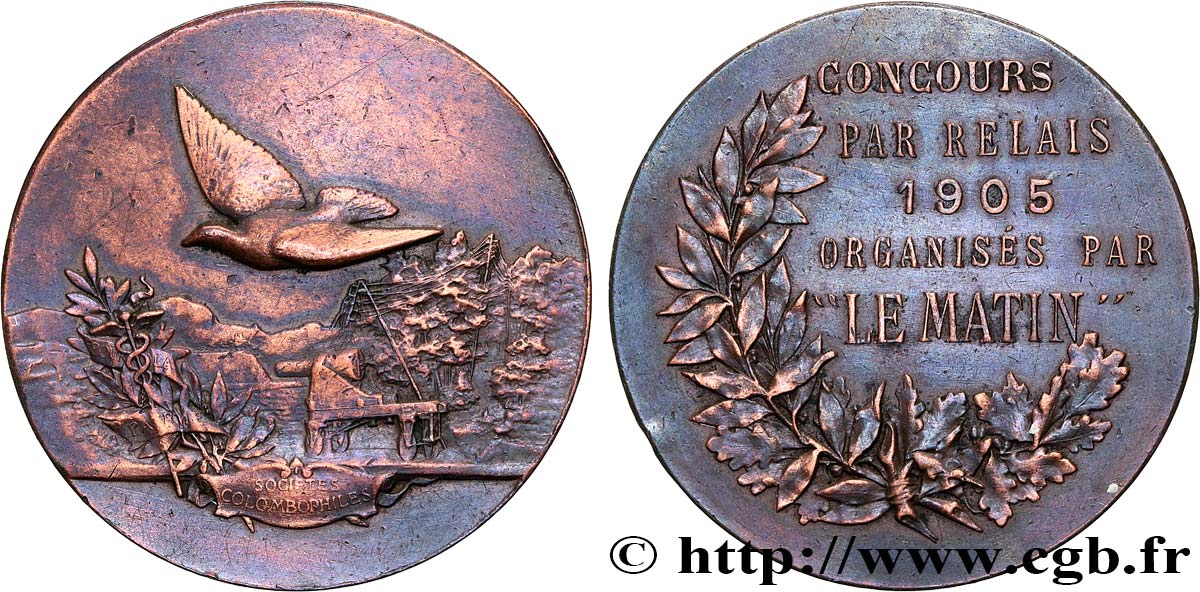 TERZA REPUBBLICA FRANCESE Médaille de concours, Société Colombophile BB
