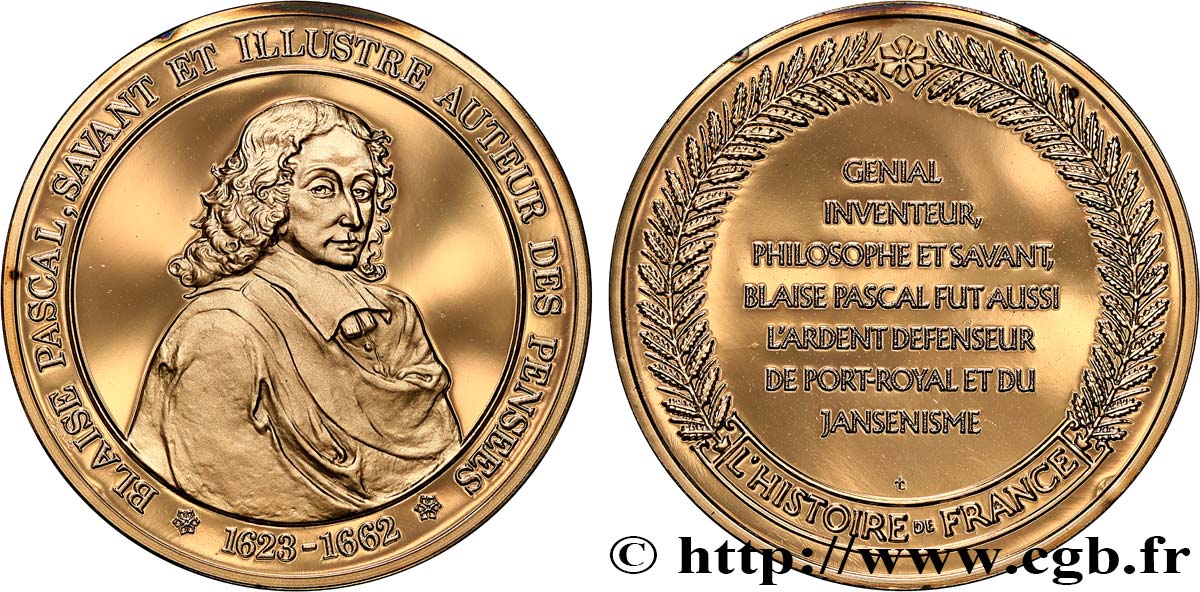 HISTOIRE DE FRANCE Médaille, Blaise Pascal MS