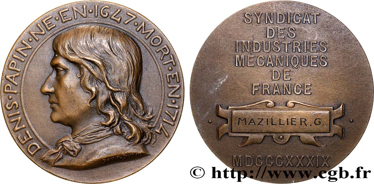 ASSOCIATIONS PROFESSIONNELLES - SYNDICATS Médaille, Denis Papin, Syndicat des industries mécaniques de France TTB+