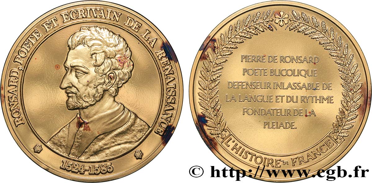 HISTOIRE DE FRANCE Médaille, Pierre de Ronsard MS