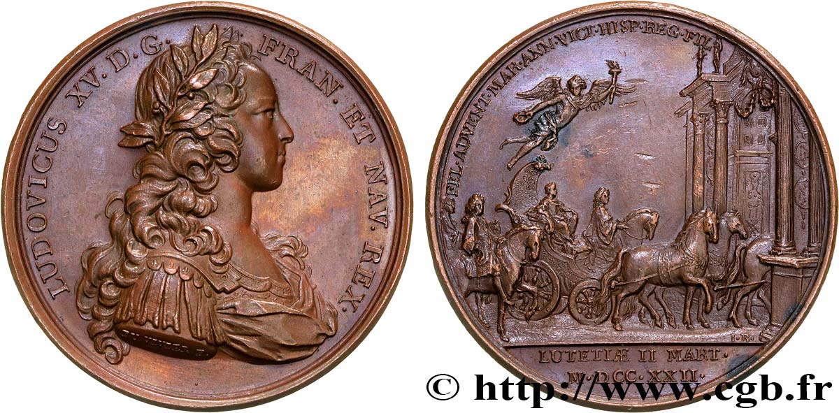 LOUIS XV THE BELOVED Médaille, Entrée de l’Infante à Paris XF