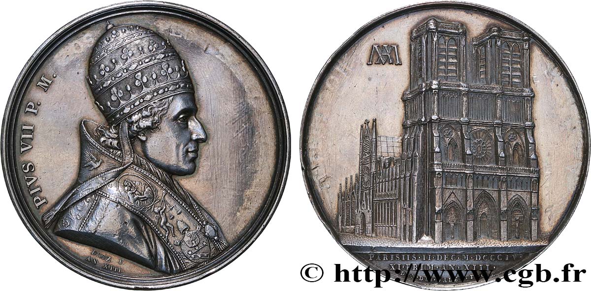 PREMIER EMPIRE / FIRST FRENCH EMPIRE Médaille, Sacre de Napoléon Ier par Pie VII XF