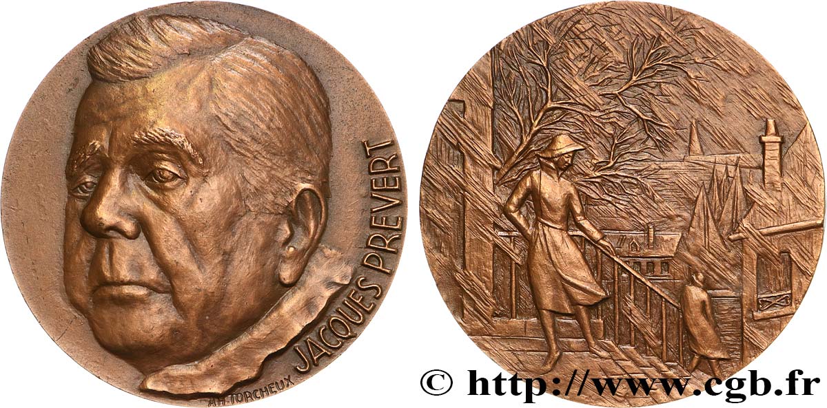 LITERATURE : WRITERS - POETS Médaille, Jacques Prévert MBC+