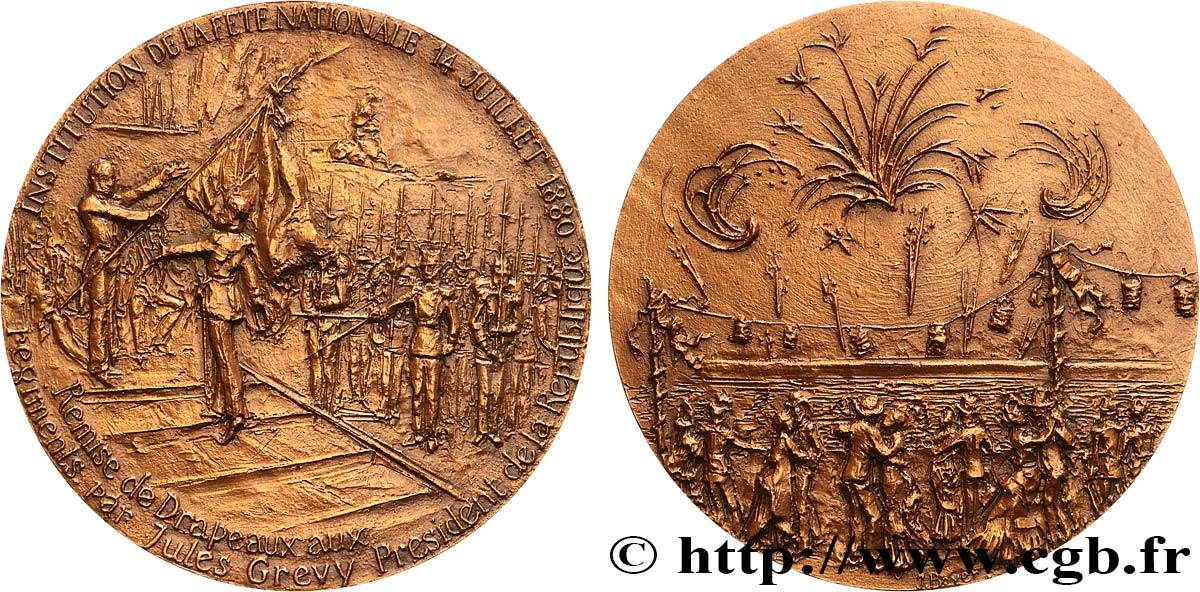 CINQUIÈME RÉPUBLIQUE Médaille, Institution de la Fête Nationale TTB+
