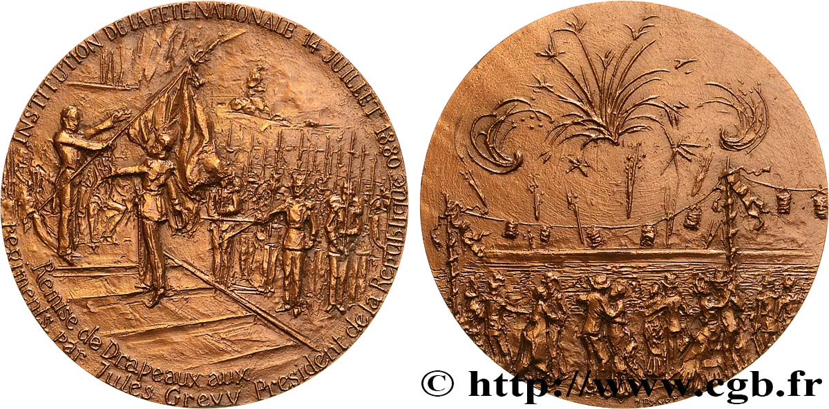 QUINTA REPUBLICA FRANCESA Médaille, Institution de la Fête Nationale EBC