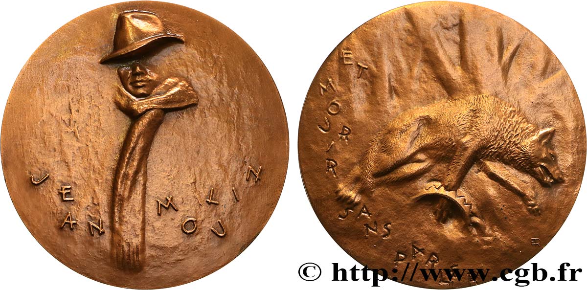 QUINTA REPUBLICA FRANCESA Médaille, Jean Moulin EBC