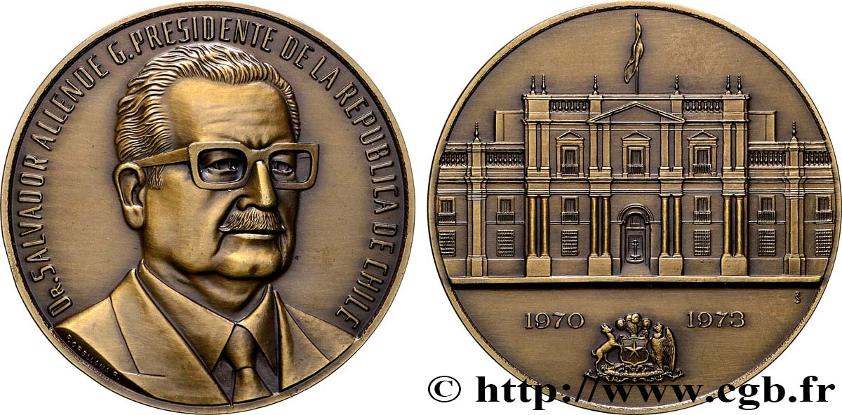 CHILI - RÉPUBLIQUE Médaille, Salvador Allende, président du Chili EBC