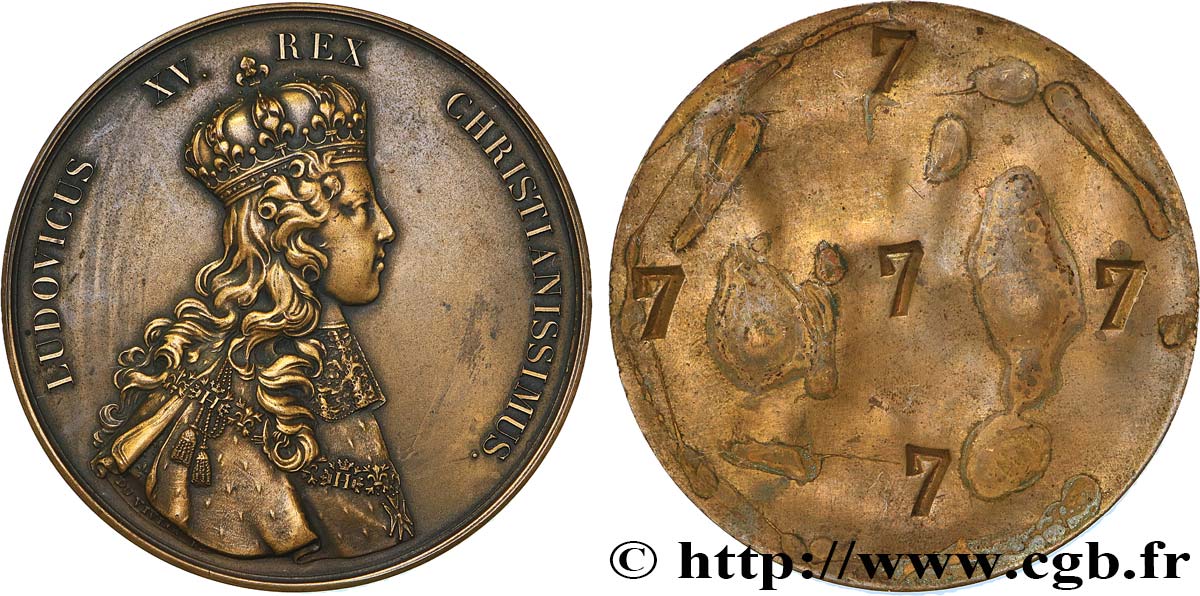 LOUIS XV DIT LE BIEN AIMÉ Médaille uniface, Le sacre de Reims, frappe moderne XF
