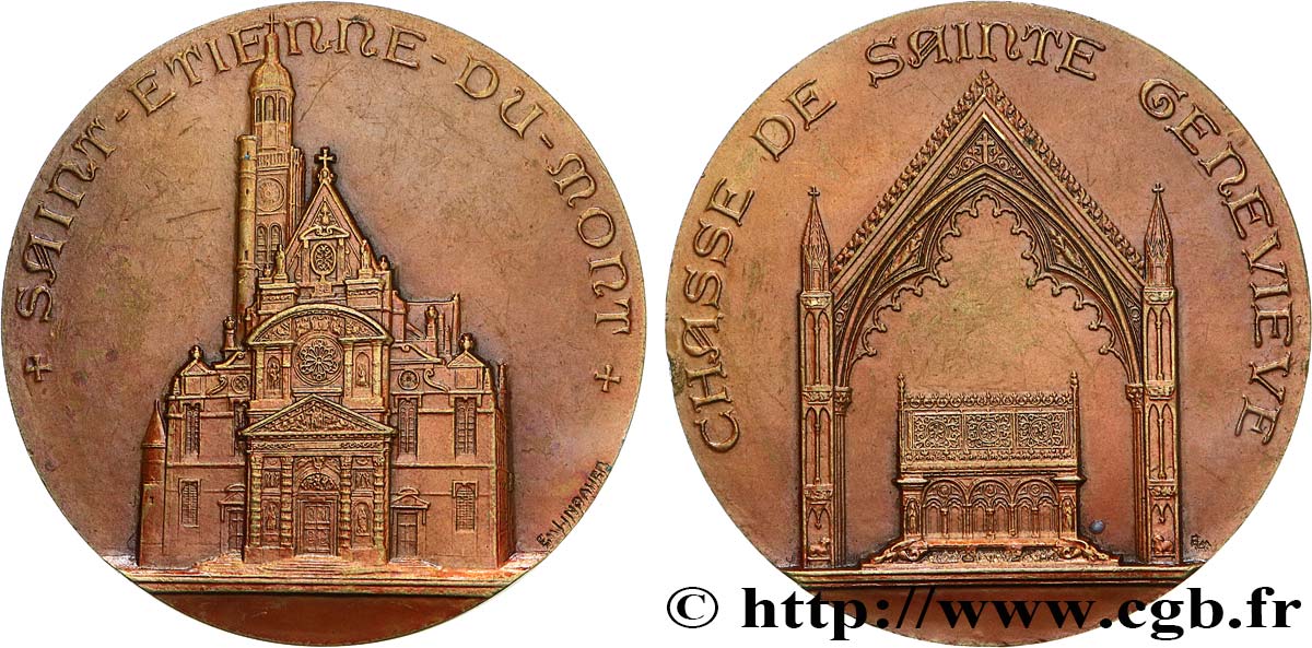 MONUMENTS ET HISTOIRE Médaille, Saint Etienne du Mont et la chasse de Sainte Genevieve TTB+