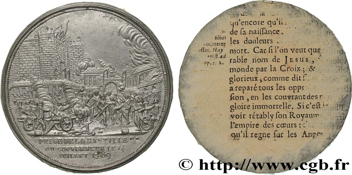 LOUIS XVI Médaille uniface, Siège de la Bastille MBC