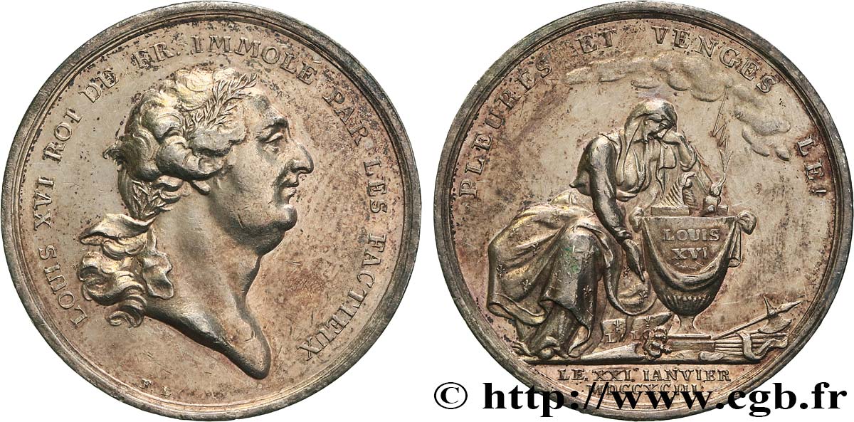 LOUIS XVI (MONARQUE CONSTITUTIONNEL)  Médaille dénonçant la mort du roi le 21 janvier 1793 TTB+