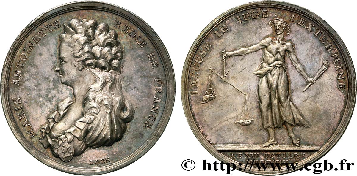 THE CONVENTION Médaille, dénonçant la mort de la reine le 16 octobre 1793 AU